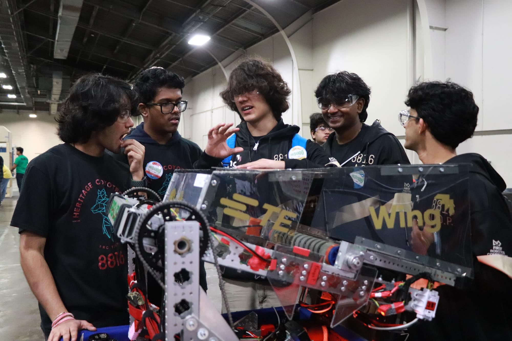 Building the robot in the pit